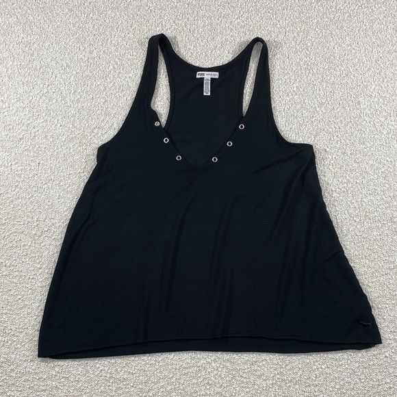 PINK Victoria's Secret Tops - PINK Victoria's Secret Black Tank Top with Grommet Accents woman’s LG super soft
